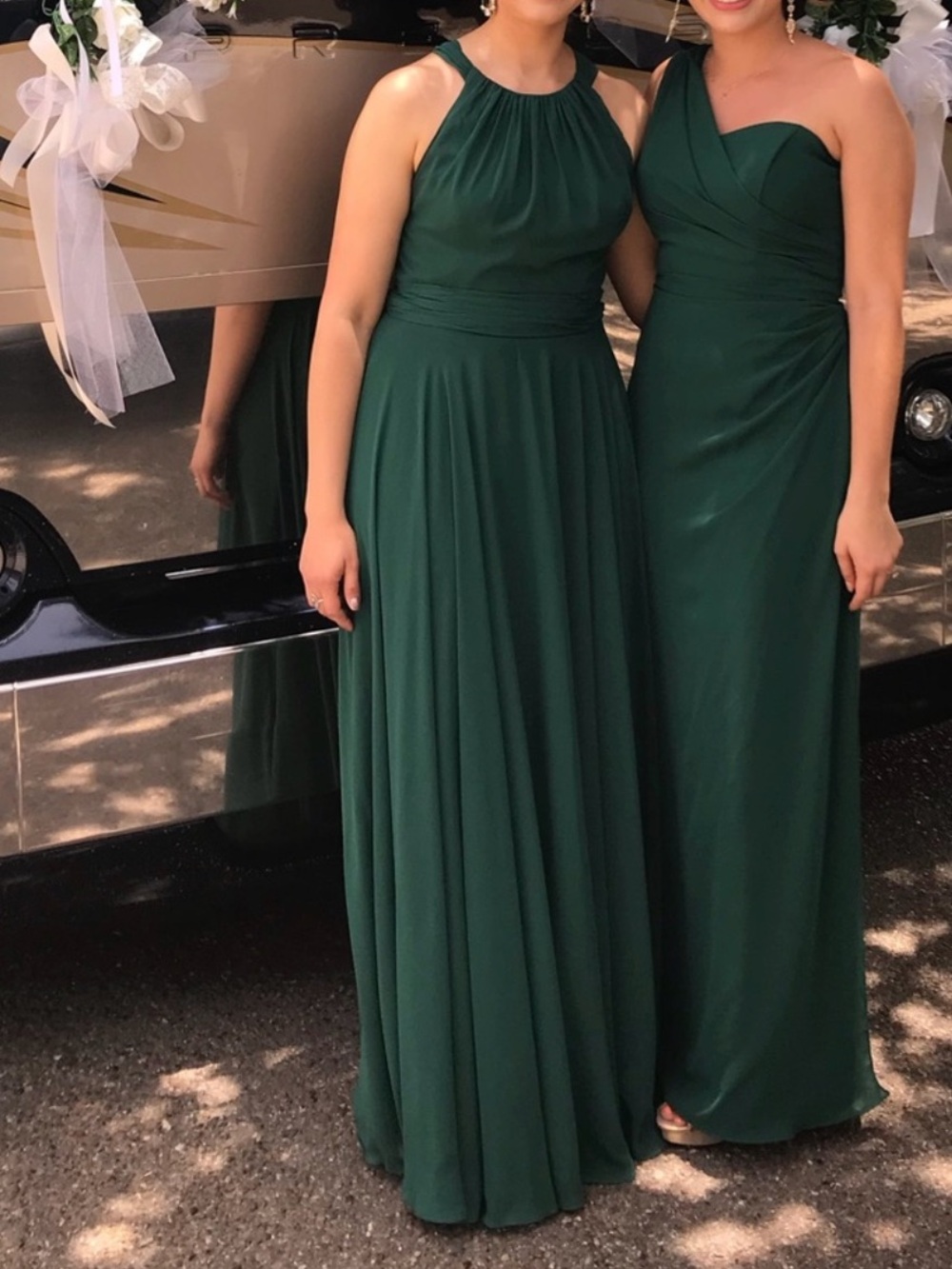 After Six Green Halter Maxi bridesmaid Dress